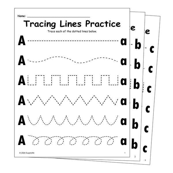 26 Alphabet Line Tracing Worksheets, Uppercase And Lowercase Letters A 