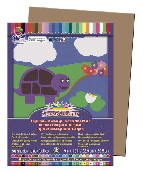 Pacon SunWorks® Construction Paper, 9 x 12 Light Brown