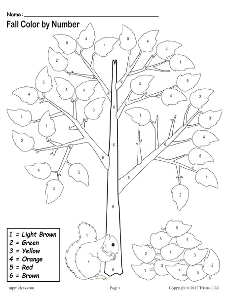 Printable Preschool Fall Themed Color-by-Number Worksheet! – SupplyMe