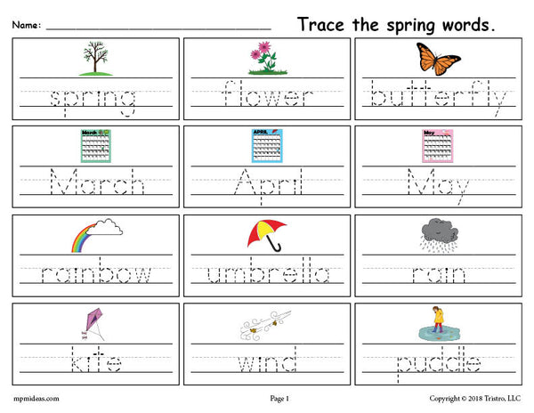 Printable Spring Words Handwriting & Tracing Worksheet! – SupplyMe