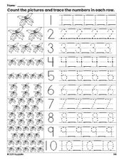 Free printable Christmas holly counting worksheet for preschool and pre-k with number tracing practice 1-10, PDF