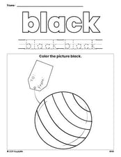 Free Christmas present color black coloring page and color worksheet, black worksheet for preschoolers to learn colors, printable PDF