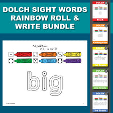 Dolch Sight Words Worksheets - Rainbow Roll And Write Bundle