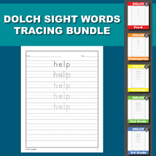 Dolch Sight Word Tracing Worksheets Bundle - One Sight Word Per Page