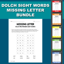 Dolch Sight Word Worksheets - Missing Letter Bundle