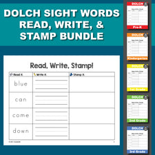 Dolch Sight Words Worksheets - Read, Write, and Stamp Bundle
