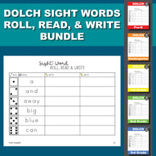 Sight Word Worksheets - Roll, Read, And Write, Includes All 220 Dolch Sight Words, 7 Variations, Grades PreK-3
