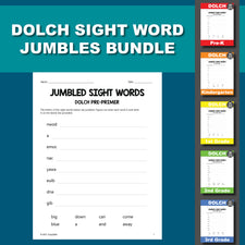 Dolch Sight Words Worksheets - Sight Word Jumbles Bundle