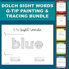 Dolch Sight Words Worksheets - Q-Tip Painting - Grades PreK through 3rd Grade