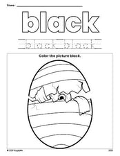 Free Easter egg color black coloring page and color worksheet, black worksheet for preschoolers to learn colors, printable PDF