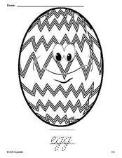 Free printable egg Easter coloring page and cursive word tracing worksheet, perfect for preschool, pre-k, and kindergarten, PDF