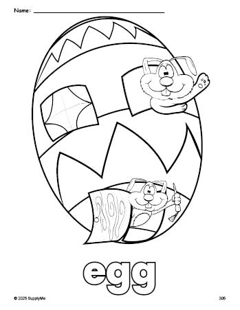 Free printable egg Easter coloring page for preschool, pre-k, and kindergarten, PDF