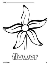 Free printable flower coloring page for preschool, pre-k, and kindergarten, PDF