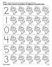 Free printable boy count and color worksheet for preschoolers, boy coloring page and counting worksheet numbers 0-5, PDF