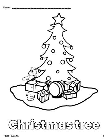 Free printable Christmas tree Christmas coloring page for preschool, pre-k, and kindergarten