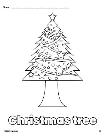 Free printable Christmas tree Christmas coloring page for preschool, pre-k, and kindergarten