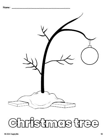 Free printable Christmas tree Christmas coloring page for preschool, pre-k, and kindergarten