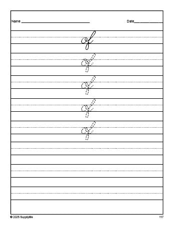 Free first grade sight word cursive tracing worksheet, high frequency word 'of', first 100 fry sight words, Dolch, PDF