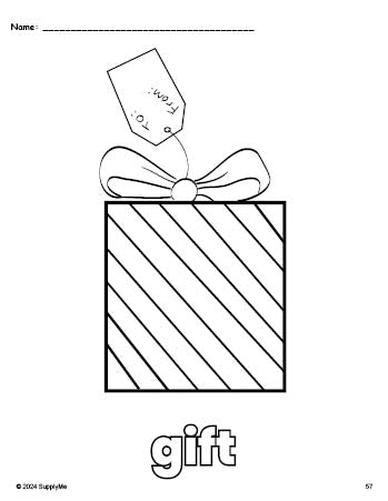 Free Printable Gift Christmas Coloring Page For Preschool, Pre-k, And 