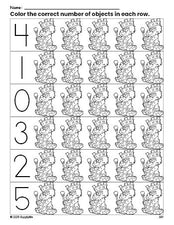 Free printable king count and color worksheet for preschoolers, king coloring page and counting worksheet numbers 0-5, PDF