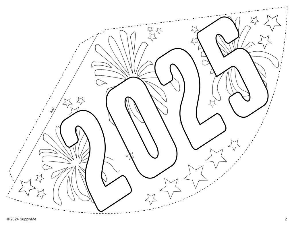 Free printable New Years Hat for 2025, New Years Eve party hats for kids