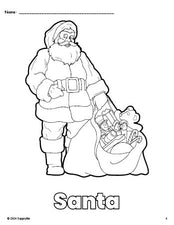 Free printable Santa Christmas coloring page for preschool, pre-k, and kindergarten