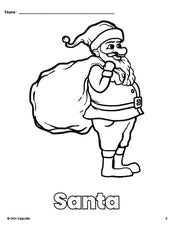 Free printable Santa Christmas coloring page for preschool, pre-k, and kindergarten