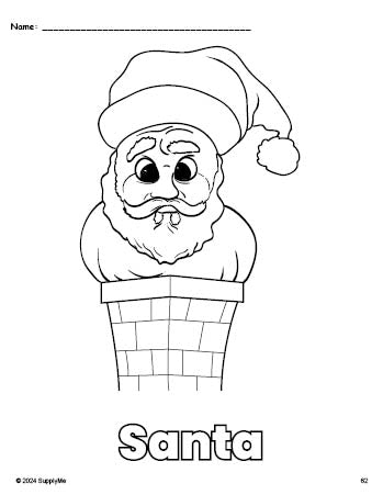 Free printable Santa Christmas coloring page for preschool, pre-k, and kindergarten