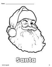 Free printable Santa Christmas coloring page for preschool, pre-k, and kindergarten