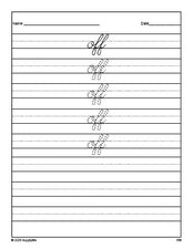 Free second grade sight word cursive tracing worksheet, high frequency word 'off', second 100 fry sight words, Dolch, PDF