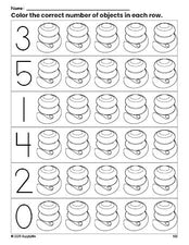 Free printable yo yo count and color worksheet for preschoolers, yo yo coloring page and counting worksheet numbers 0-5, PDF