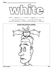 Free Halloween Frankenstein color white coloring page and color worksheet, white worksheet for preschoolers to learn colors, printable PDF