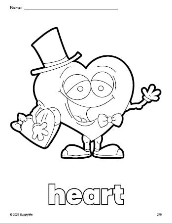 Free printable heart Valentine's Day coloring page for preschool, pre-k, and kindergarten, PDF