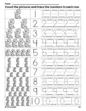 Free printable king counting worksheet for preschool and pre-k with number tracing practice 1-10, PDF