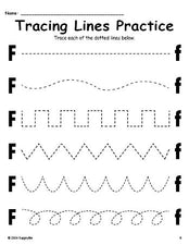 Letter F Line Tracing Worksheet, Uppercase And Lowercase Letters