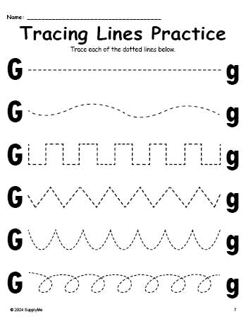 Letter G Line Tracing Worksheet, Uppercase And Lowercase Letters – SupplyMe