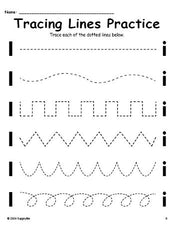 Letter I Line Tracing Worksheet, Uppercase And Lowercase Letters