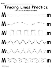 Letter M Line Tracing Worksheet, Uppercase And Lowercase Letters