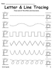 Letter P Tracing Worksheet With Line Tracing, Uppercase And Lowercase Letters, Includes Letter Formation Guides