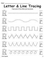 Letter R Tracing Worksheet With Line Tracing, Uppercase And Lowercase Letters, Includes Letter Formation Guides