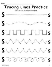 Letter S Line Tracing Worksheet, Uppercase And Lowercase Letters