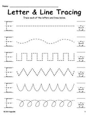 Letter E Tracing Worksheet With Line Tracing, Uppercase And Lowercase Letters