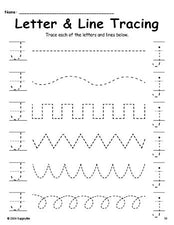 Letter J Tracing Worksheet With Line Tracing, Uppercase And Lowercase Letters