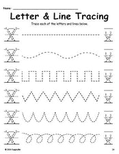 Letter X Tracing Worksheet With Line Tracing, Uppercase And Lowercase Letters, Includes Letter Formation Guides