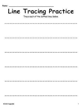 Line Tracing Worksheet, Straight Horizontal Lines