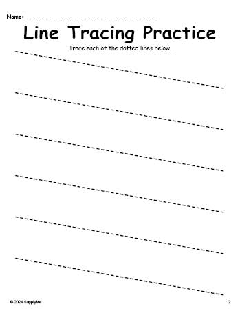 Line Tracing Worksheet, Slanted Down