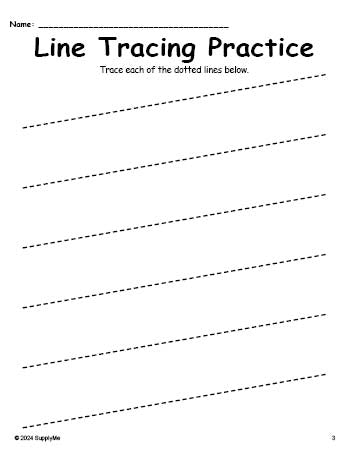 Line Tracing Worksheet, Slanted Up