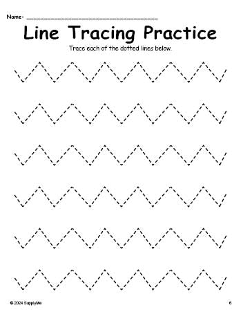 Line Tracing Worksheet, ZigZag