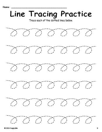 Line Tracing Worksheet, Loops Down