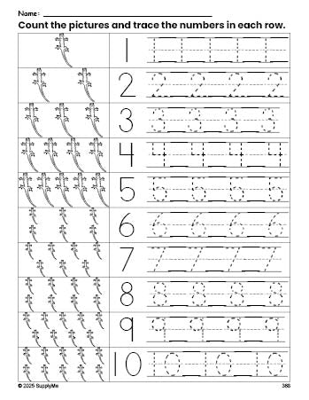 Free printable lizard counting worksheet for preschool and pre-k with number tracing practice 1-10, PDF